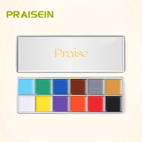 Emballage personnalisé pour peinture corporelle et visage à 12 couleurs, palette vide en plastique multicolores carrée pour fard à paupières et anticernes