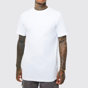 Bonne qualité Pima coton hommes palangre noir basique coupe ajustée t-shirt personnalisé marque votre Logo ajusté serré longue ligne t-shirt pour hommes - Product Image 4