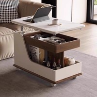 Mini table d'appoint rotative réglable pour salon ou chambre à coucher Table basse ou canapé mobile avec étagère de rangement Meubles de maison