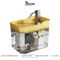 Fontaine à eau pour animaux de compagnie en plastique et acier inoxydable rechargeable, 1,5 L, distributeur d'eau automatique à circulation continue pour chat et chien, sans fil, silencieux