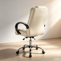 Chaise de bureau de direction en cuir noir rembourré, réglable en hauteur, avec support ergonomique pour le personnel et les cadres