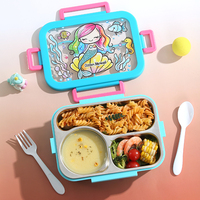 Boîte à lunch rectangulaire en acier inoxydable, micro-ondable, pour le stockage des aliments, enfants, école, bureau, portable, multifonctionnelle, qualité alimentaire