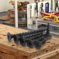 Vis à tête trompette noires pour cloisons sèches, pour bois, à tête Phillips, filetage grossier, classe 4.8, système métrique, en acier, finition zinguée