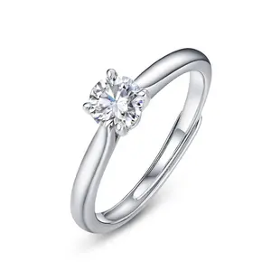 Moissanite Jewelry Ring 14K Oro blanco 3 quilates Corte redondo VVS1 Diamante Compromiso Moissanite Ring para mujer