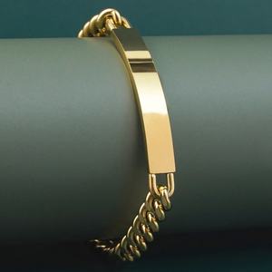 Bracelets personnalisés avec logo gravé, chaînes cubaines, breloques Miami, acier inoxydable plaqué or - Product Image 5