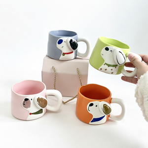 Caneca de Cerâmica com Design de Cachorrinho Fofo 301-400ml, Grande Capacidade, Caneca de Café para Casais com Design Adorável para Aniversários e Festas - Product Image 1