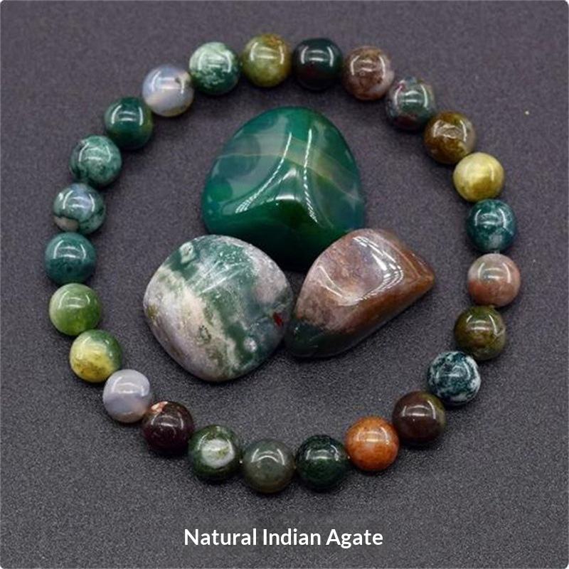 Bracelet en agate indienne naturelle et colorée