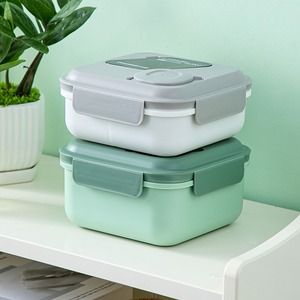 Boîte à lunch en plastique double couche, compatible micro-ondes, de qualité alimentaire, étanche, portable, avec séparateur et cuillère - Product Image 2