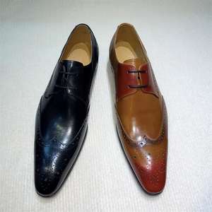 Chaussures Oxford pour hommes à bout pointu sculptées - Design Derby élégant, nouveau style formel en cuir pour les affaires - Product Image 2