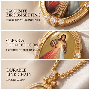 Pendentif ovale catholique en émail peint à <span class=keywords><strong>la</strong></span> main, Jésus Miséricorde, pour <span class=keywords><strong>la</strong></span> Pologne et les Philippines, vente en gros - Product Image 2