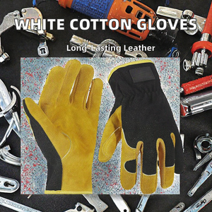 Custom Logo Leather Work Safety <b>Gloves</b> <b>Knit</b> Cuff Anti-Slip Breathable General Purpose Garden Repair <b>Gloves</b> Work Gear - Product Image 2