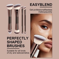 Kit de pinceaux de maquillage de luxe à double tête en forme d'oreiller, avec pinceaux pour fond de teint et poudre libre