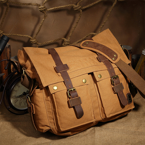 Chine nouveau Design hommes en plein air bandoulière sac de messager marron coton <span class=keywords><strong>petit</strong></span> sac en toile pour la randonnée voyage - Product Image 3