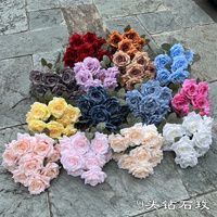 FL-168 Fournisseur en gros de bouquets de roses, fleurs artificielles en vrac, roses artificielles couleur blush et champagne pour les mariages et les fêtes