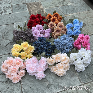 وردي باقة ورد مورد ورود زهور صناعية سائبة أحمر خدود وشامبانيا بيع بالجملة ورود صناعية لحفلات الزفاف - Product Image 2