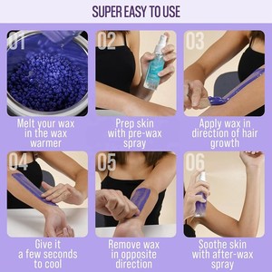 Waxing <b>Kit</b> for Brazilian Wax - Easy to Use - for Sensitive Skin - Digital Display, Black Purple Flower - Product Image 2