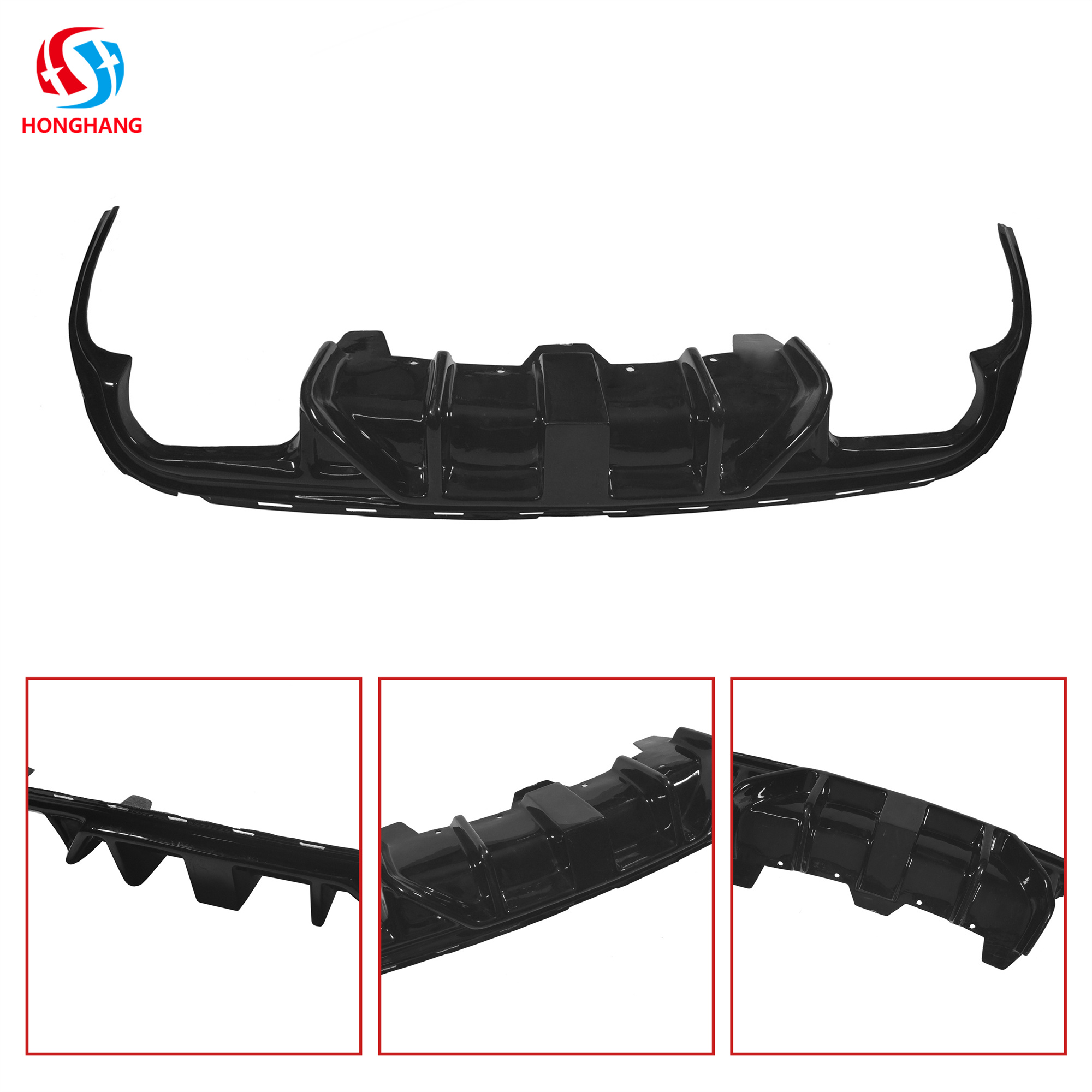 Honghang Factory ABS Plastic Carbon Fiber With Lamp Back Spoiler Rear Bumper Lip for JEEP Grand Cherokee 2013+