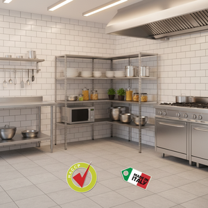 Estantería de almacenamiento de acero inoxidable AISI 304, 4 estantes, 140x60, altura para horno microondas, 180cm - Product Image 3