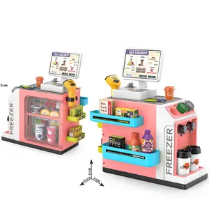 Nouveau jeu de rôle shopping ensemble jouets mini super marché caisse enregistreuse station jeu en plastique supermarché nourriture jouet