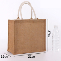 Tas Tote Jute Kualitas Grosir 31*27*16cm Custom, Polos, Bisa Cetak Logo, Tipe Penutup, Untuk Pantai