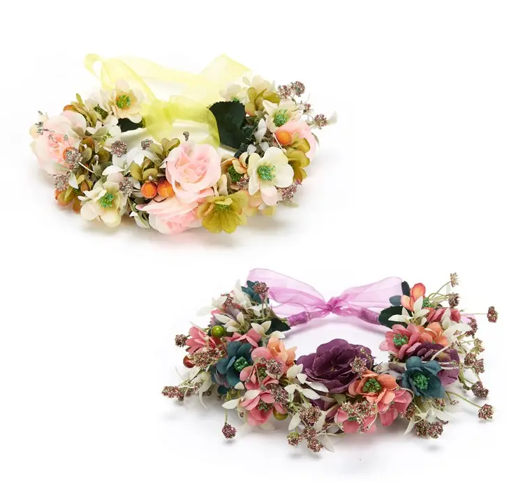 1195E retro style design festival artificial floral head wreath headband flower crown