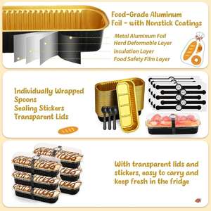 Pack 750ml Disposable Aluminum <b>Foil</b> Baking Pan Take Out Food <b>Container</b> With Flat Plate Lid - Product Image 3