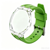 Nouvelle mode, bracelet de montre en silicone liquide 3H respectueux de la peau, boîtier de montre en plastique transparent, ensemble complet pour hommes et femmes