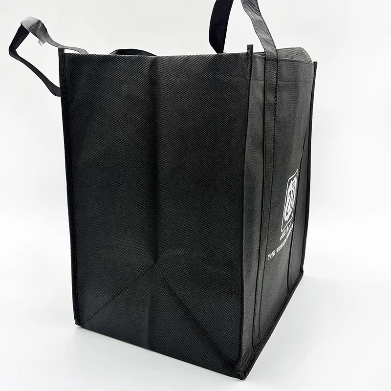 उच्च गुणवत्ता पुन: प्रयोज्य बड़े गैर-बुना टोट शॉपिंग बैग कस्टम सस्ते मुद्रित लोगो ज्यामितीय प्रोमोशनल किराना विशेषताएं