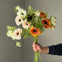 Fleurs artificielles de coquelicot en PU à 2 têtes pour bouquet de mariée DIY, décoration de mariage, fausses fleurs de coquelicot pour table de fête, décoration de maison et de chambre