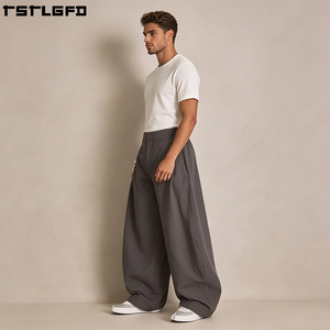 Pantalones de nailon personalizados, de peso ligero y resistente al agua, de pierna ancha, holgados, estilo Techwear, venta al por mayor a granel - Product Image 2