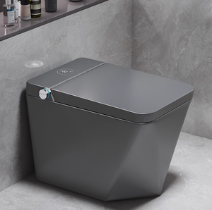 Articles sanitaires de luxe : WC intelligent avec bidet intégré, allongé, à évacuation en S, à poser au sol, télécommande, céramique noire mate - Product Image 1