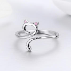 Hot Sale Authentic Sterling Silber Süße Katze Nagel Muschi Open Size Fingerring für Frauen Party Ring Schmuck SCR341 - Product Image 3