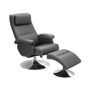 Sillón Reclinable de Salón de Estilo Moderno con Estructura Metálica y Tapicería de Cuero PU Individual con Reposapiés - Product Image 1