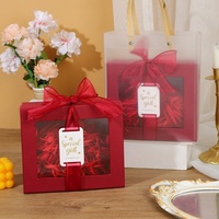 Boîte cadeau rigide transparente avec fenêtre, en carton gris texturé spécial et raphia – Simple, pour anniversaire/mariage/cosmétiques