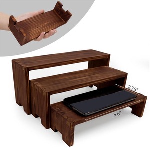 Hiển thị gỗ risers Gỗ Đứng 3 tầng gỗ Kệ trang trí hình chữ nhật, 2 bộ 6 mảnh cupcake đứng Cologne - Product Image 4
