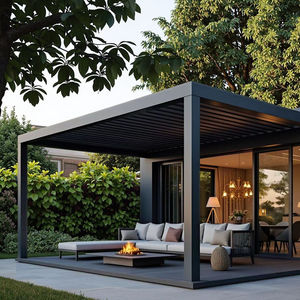 Pergola extérieure en aluminium moderne, bioclimatique, imperméable, avec toit à lamelles électriques et auvent pour jardin et patio - Product Image 2