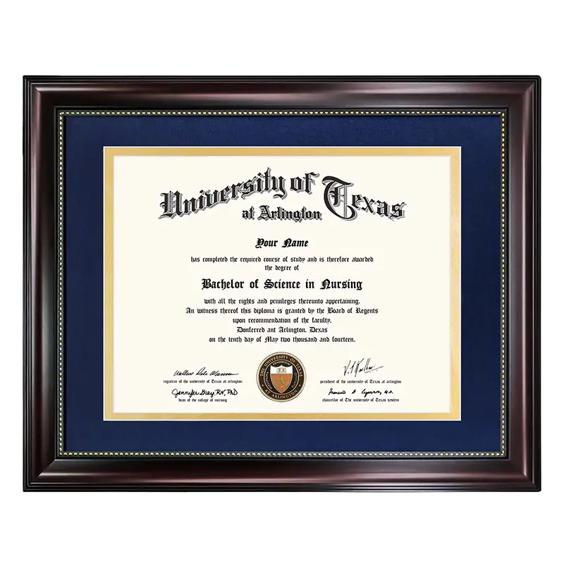 Vente en gros cadre de certificat de diplôme personnalisé blanc noir 8.5x11 cadre de document de diplôme A4