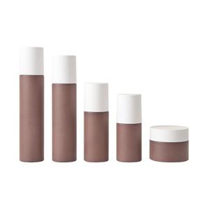 Nuevo Envase Cosmético de Vidrio con Textura de Imitación Piedra, Superficie Bronceada, 50g, para Crema Facial, Tónico, Loción, Esencia - Product Image 1