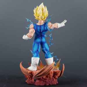 รูปปั้น DBZ เวเจต้า ซูเปอร์ไซย่าบลู GK พร้อมเอฟเฟกต์แสงสีฟ้าและฐานพื้นแตกในชุดต่อสู้แบบคลาสสิกสำหรับอนิเมะ - Product Image 6