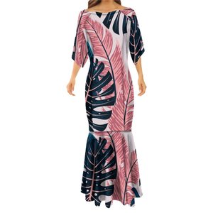 Robe sirène imprimée à Sublimation florale pour femmes, vêtements ethniques, <span class=keywords><strong>Orange</strong></span>, taille Plus 7XL, été - Product Image 3