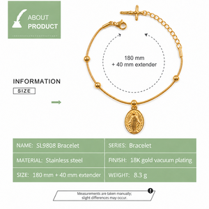 Oval <b>Medallion</b> Snake Chain Bracelet Stainless steel Lobster Clasp <b>Gold</b> and silver colors - Product Image 3