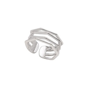 Bague en argent pur S925, version coréenne, ligne irrégulière creuse, cercle incrusté, pour femme, superposée, douce, cool, niche, pour l'index - Product Image 5