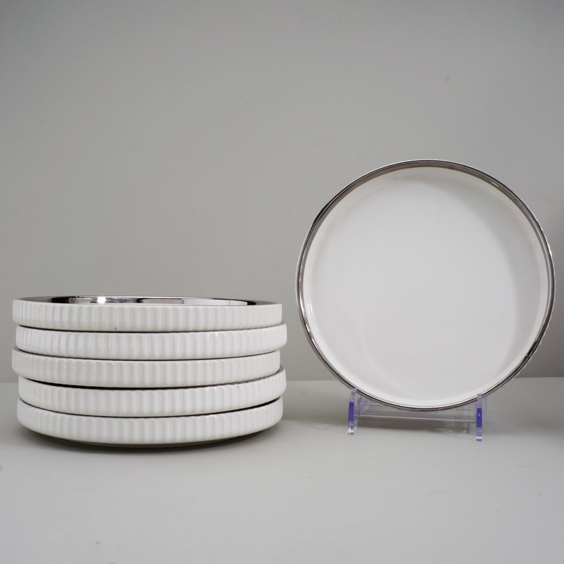White silver-6pcs 8inch plate