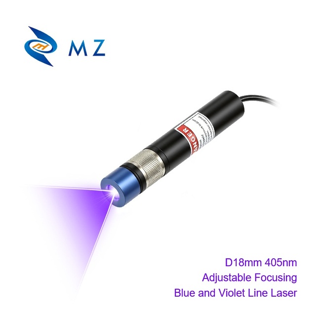 New Adjustable Focusing Blue and Violet Line Laser Diode Module 405nm D18mm 100mW 200mW 300mW 500mW 5V 12V 24V Industrial Grade