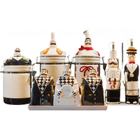 Bocaux de conservation hermétiques en céramique de style européen vintage Fat Chef pour sucre, thé, café, collations