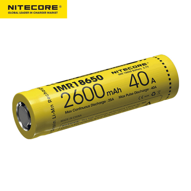 Nitecore Top Quality IMR 18650 Battery 3.7V 2600mAh 40A Rechargeable Li-ion Battery  Chargers, Batteries & Power Supplies