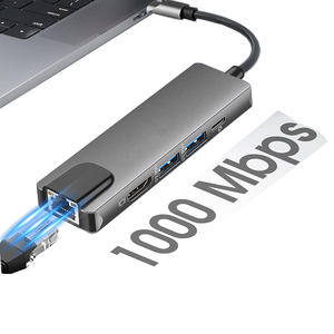 Tuti bán buôn 5 trong 1 Type-C <span class=keywords><strong>HUB</strong></span> HDTV 4k <span class=keywords><strong>USB</strong></span> <span class=keywords><strong>Hub</strong></span> với <span class=keywords><strong>Ethernet</strong></span> <span class=keywords><strong>RJ45</strong></span> 1000Mbps <span class=keywords><strong>USB</strong></span> 3.0 Docking Station cho máy tính xách tay - Product Image 1