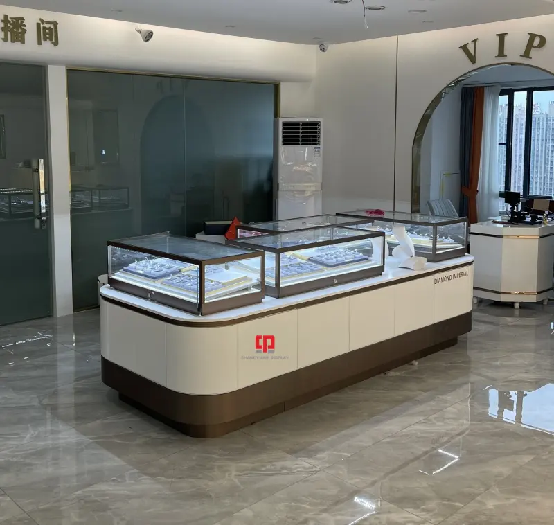 Modern High-end Jewelry Store Display Counter Stainless Steel Jewelry Combination Cabinet Manufacturer