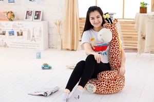 Cartoon Cute Animal Bean <strong>Bag</strong> Chair Seat Brown <strong>Giraffe</strong> Plush Toy For Children PP Cotton Filling Embroidered Logo Birthday Gift - Product Image 6