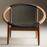 Fauteuil simple en rotin et teck massif de style chinois, ensemble de loisirs extérieur paresseux, imperméable et résistant au soleil, avec table basse assortie